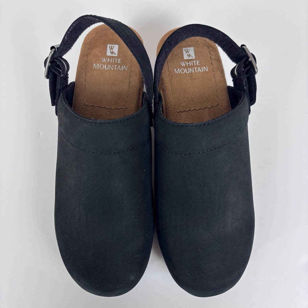 White Mountain Being Leather Platform Slingback Clogs Mules Adjustable Strap 7.5 - Picture 5 of 16